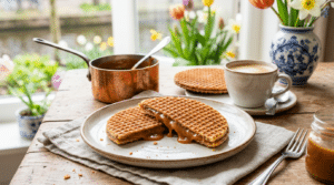 Heerlijke warme stroopwafels met een smeuïge karamelsiroop smaak