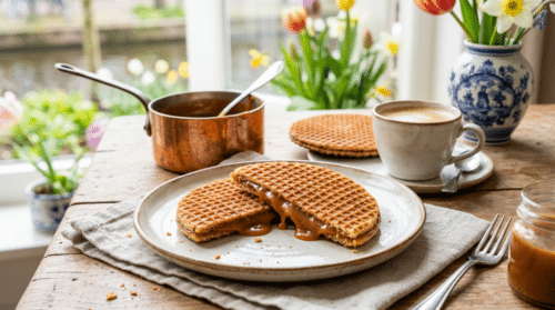 Heerlijke warme stroopwafels met een smeuïge karamelsiroop smaak